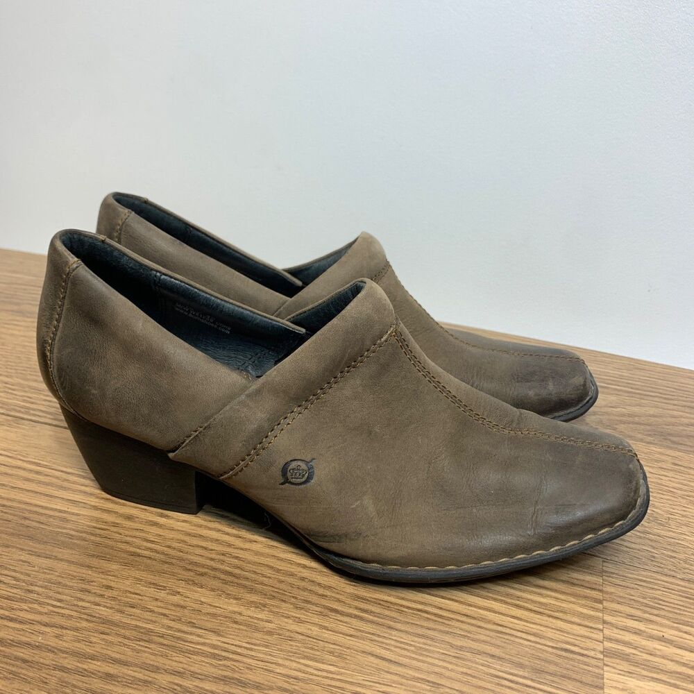 Born‎ Women's Brown Distressed Leather Split Toe Heel Shoes Booties Size 10